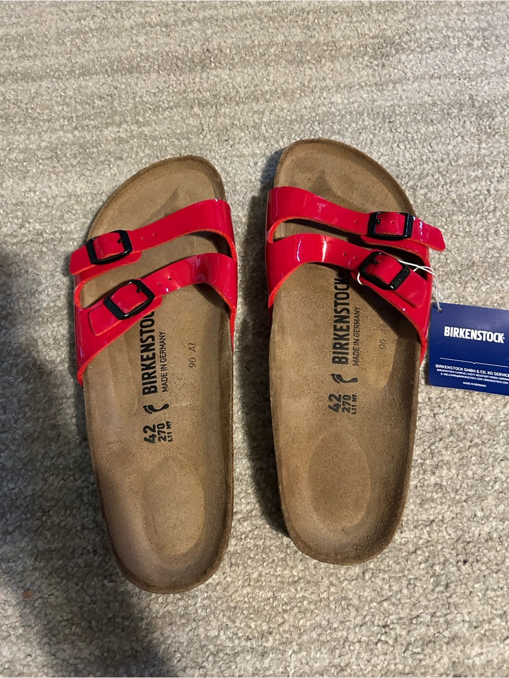 Birkenstock Women’s Arizona Patent Sandals in Bright Red